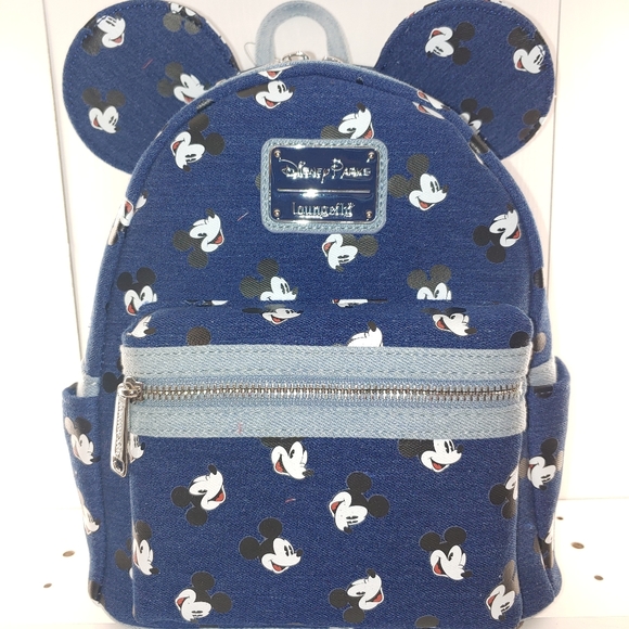 Loungefly Mickey Mouse Denim Backpack - Picture 6 of 7